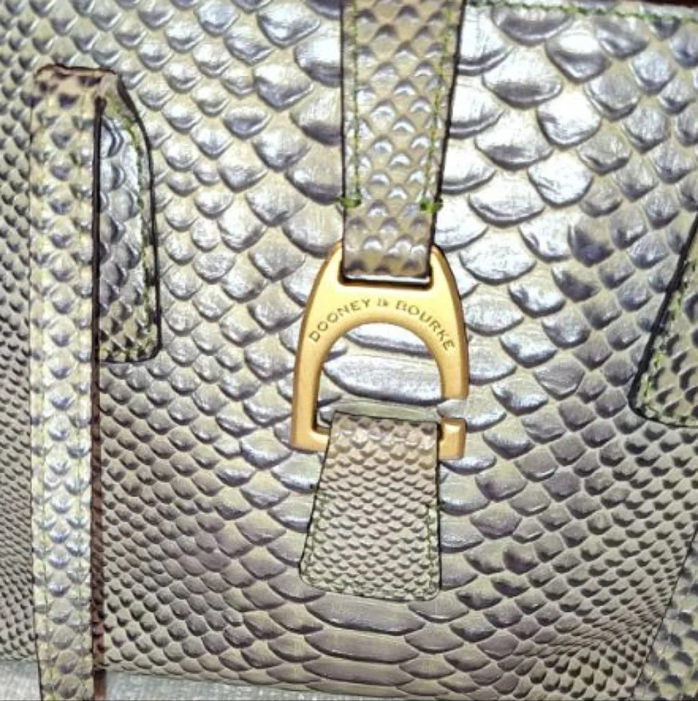 Dooney and Bourke Python-Embossed Gray Handbag - Picture 2 of 10